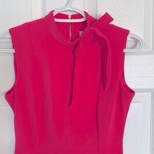 Calvin Klein Crepe Bow-Neck Women's Sheath Dress Coral/Pink Size 4 Petite Sexy